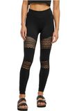 Urban Classics Crochet Lace Inset Legging - 4XL - Zwart