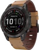 By Qubix - Leren bandje - Lichtbruin - 22mm Quickfit - Geschikt voor Garmin Forerunner 745 / 935 / 945 / 955 / 965