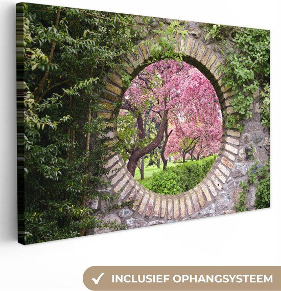 OneMillionCanvasses Canvas Schilderij - 140x90cm - Sakura Bloesem - Wanddecoratie