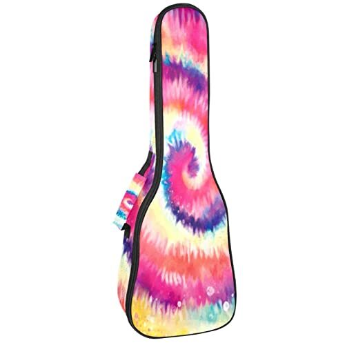 Mersov Concert Ukelele Rugzak, Heavy Duty Ukulele Case Tas met Opslag, Sopraan Concert Tenor Ukelele 10 MM Gewatteerde Tas Tie Dye Swirl Kleurrijk Abstract