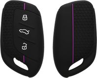 kwmobile autosleutel hoesje geschikt voor MG 3-knops ZS MG4 MG5 MG6 hoes - Siliconen autosleutel behuizing - Auto sleutel case met honingraat - Sleuteletui in zwart / paars