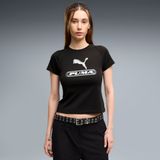 PUMA Sport T-shirt met print en slanke pasvorm voor Dames, Zwart, Maat M
