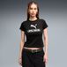 PUMA Sport T-shirt met print en slanke pasvorm voor Dames, Zwart, Maat M