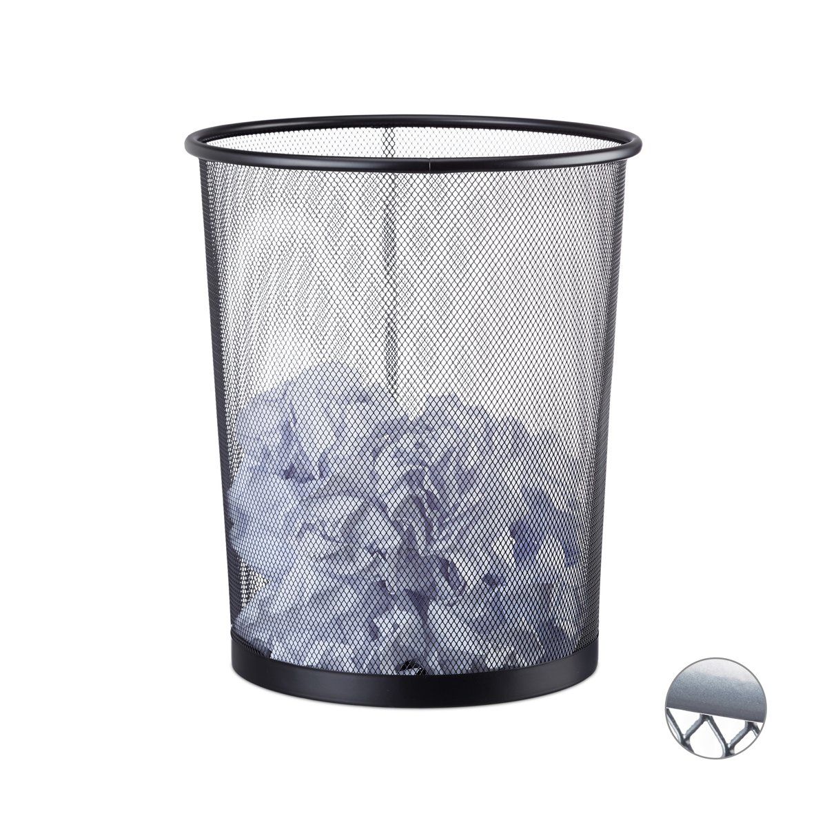 Relaxdays Prullenbak Metaal - Papierbak - Geperforeerde Mand - Prullenmand - Kantoor 20 L Zilver