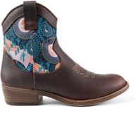 Inkkas Socorro Western Boot dames laars – bruine leren westernlaars met woestijnprint – blush/teal – mid-hoog model met comfortabele hak, maat 37