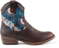 Inkkas Socorro Western Boot dames laars – bruine leren westernlaars met woestijnprint – blush/teal – mid-hoog model met comfortabele hak, maat 37