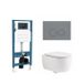 QeramiQ Dely Swirl Toiletset - inbouwreservoir Qeramiq Flush - slim zitting - kunststof licht grijze bedieningsplaat - ronde knoppen - mat wit