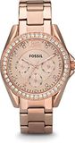 Fossil ES2811 Vrouwen Polshorloge Quartz Mineraalglas Rond Brons