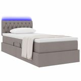 vidaXL LED opbergbed met matras Taupe 90 x 200 cm Stof