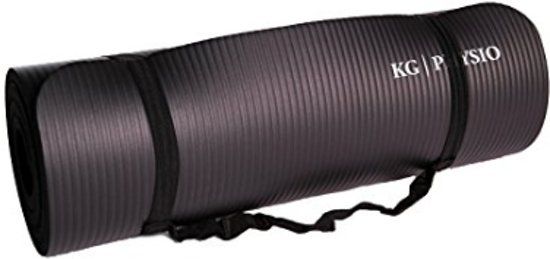 KG Physio Non-Slip Yoga Mat by kg Gym Physio – 10 mm Thick Premium Fitness Mat Pilates Mat with Shoulder Strap Inside