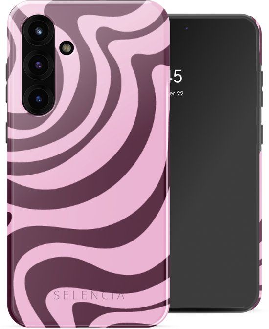 Selencia Hoesje - Geschikt voor Samsung Galaxy S25 Plus - Backcover - Wavy Swirl Pink Plum