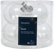 Decoris Kerstbal glas d7 cm transparant/irs 8st
