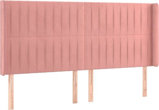 VidaXL Hoofdbord met randen 183x16x118/128 cm fluweel roze
