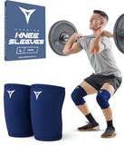 Breaking Limits Navy Blue Knee Sleeves Powerlifting – Voor Fitness & Crossfit – Knie Brace – 7MM – Zwart – 2 Stuks – Maat (M)