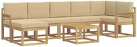 vidaXL - Hoek loungeset - 7 zitplekken - Wit en Beige - Polyester