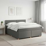 vidaXL Boxspringbed met matras, donkergrijs, 180 x 200 cm, gestoffeerd