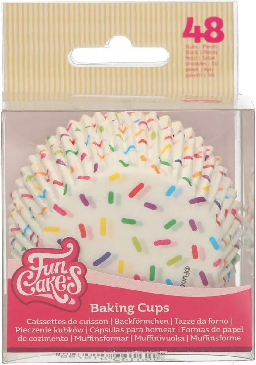 FunCakes Baking Cups Sprinkles: Perfect voor feest cupcakes, Cupcakes en meer, Taart decoratie, pk/48