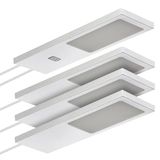 SOTECH set van 4 LED-meubellampen GIULIA II met / zonder sensor zilvergrijs, 2700K warm wit incl. transformator & verdeler Onderkastverlichting
