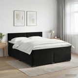 vidaXL Boxspringbed met matras, Zwart, 140 x 190 cm, Fluweel