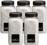 Mica Decorations decoratie stenen/granulaat - 5x - 650ml - wit - hobby steentjes