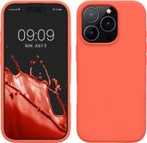 kwmobile telefoonhoesje geschikt voor Apple iPhone 16 Pro - Hoesje met siliconen coating - Smartphone case in levendig koraal