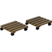 Mobliva Lot De 2 Supports À Plantes À Roulettes, En Bois Massif, 4 Roulettes Avec Freins, 30 cm x 30 cm x 7 cm, Marron Et Noir.