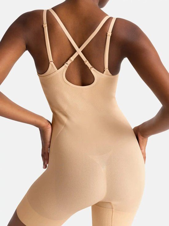 Dorina Absolute Sculpt Bodysuit - Corrigerende Body - Met pijpjes - Naadloos - Verstelbare bandjes - L - Beige