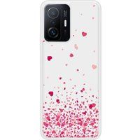 Xiaomi Mi 11T Confettis de coeurs rose Verstevigd hoesje met sublimatie bedrukking