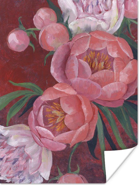 PosterMonkey Poster Bloemen - Roze - Schilderij - Planten - 30x40 cm