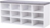VASAGLE Schuhbank Sitzbank mit Stauraum 12 Fächer klassikweiß