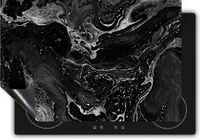 Chefcare Inductie Beschermer Abstracte Kunst - Blauw en Brons - Zwart Wit - 75x52 cm