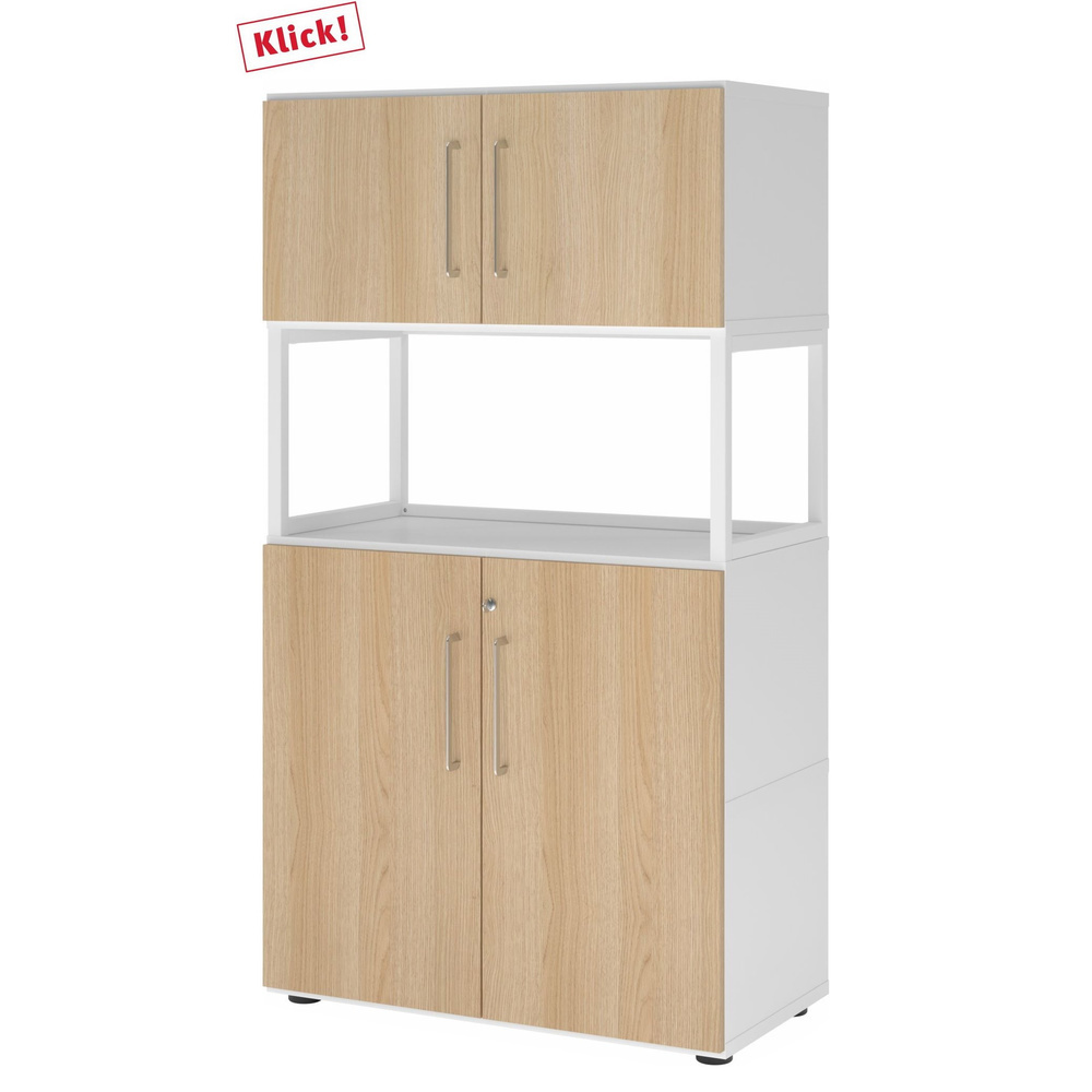 hjh OFFICE PRO FlexWall | 4 OH | 2x deuren + frame | met verstelbare poten - Wit/Eiken