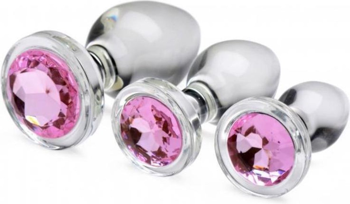 Booty Sparks Pink Gem Anaalplug Set Van Glas