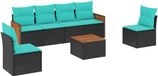 vidaXL Ensemble de banc de jardin 7 pièces avec coussins en polyrotin noir