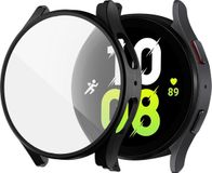 Strap-it Hard case bescherming - Stevig PC hoesje met glasplaat geschikt voor Samsung Galaxy Watch 5 44mm - noir
