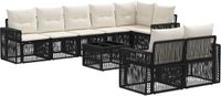 vidaXL Tuinbank - Set - 9-delig - Zwart en Crèmewit - Polyrattan