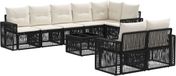 vidaXL Tuinbank - Set - 9-delig - Zwart en Crèmewit - Polyrattan