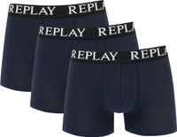 Replay Boxer Basic Cuff Logo 3 Pack Blauw XL