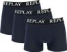 Replay Boxer Basic Cuff Logo 3 Pack Blauw XL