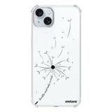 Evetane - Siliconen beschermhoes compatibel met iPhone 15 Plus - Zachte en versterkte bescherming - Schokbestendige hoeken - Dun en transparant - Achterhoes - Paardebloem Make a Wish