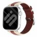 Strap-it Leren slim hybride bandje geschikt voor Apple Watch (Series 12/11/10), (SE 3/2/1), (Series 9/8/7/6/5/4) - 38/40/41/42mm - Beige/Rood