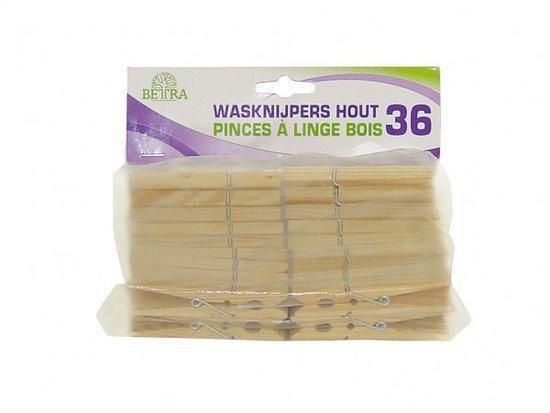 Betra Wasknijpers - Hout - 36 stuks