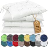 NatureMark Zitkussen stoelkussen met linten 40x40cm set van 4 naturel/crème