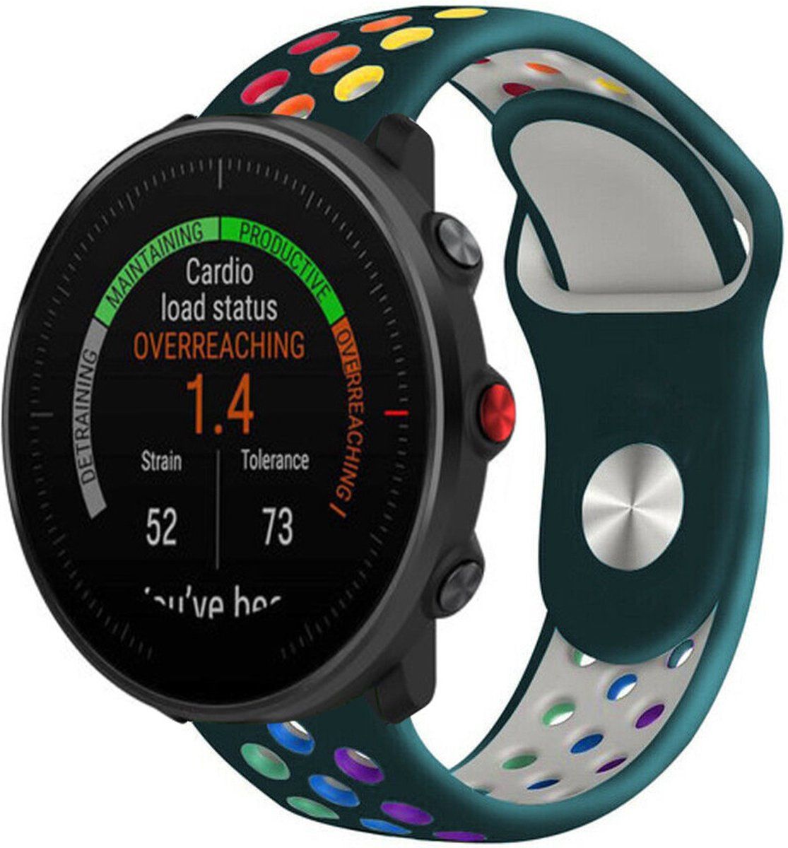 Strap-it sport band - dennengroen/kleurrijk - Geschikt voor Polar Vantage M