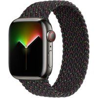 Apple Watch Gevlochten solobandje | 44/45/46/49 mm - Maat 7 - Black Unity
