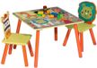 Chaise haute, table, bois, pour tout-petits, coloré, avec animaux