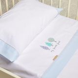 Burrito Blanco Coralina beddengoed, geborduurd, 913, blauw, voor kinderbed 70 cm