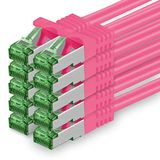 1aTTack.de CAT7 LAN-netwerkkabel 10x 0,5m 10Gbps Ethernet SFTP - magenta