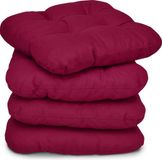 Beautissu Lisa – Set van 4 Zitkussen 40x40 cm – Stoelkussens Eetkamer – 8cm Vulling – Rood