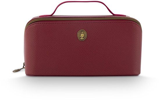 Pip Studio Cyrille Make-up Tasje Dames - Toilettas - Rood - 11x5x22cm